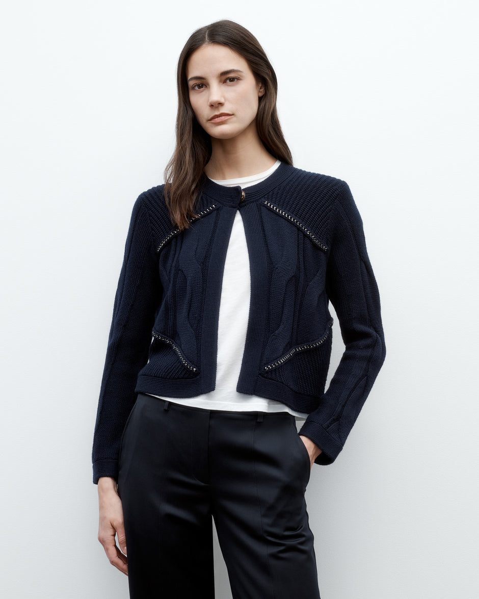 TWP Midnight Chain Sweater Jacket in Merino Wool view 1