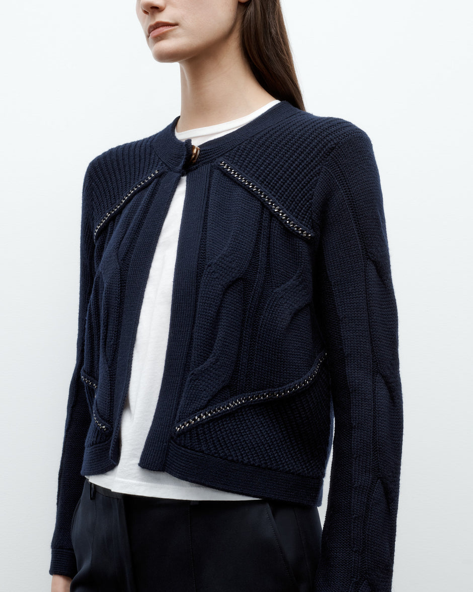 TWP Midnight Chain Sweater Jacket in Merino Wool view 5
