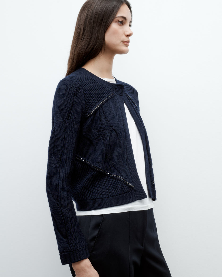 TWP Midnight Chain Sweater Jacket in Merino Wool view 4
