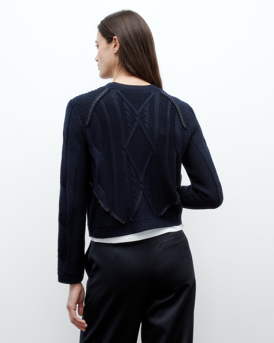 TWP Midnight Chain Sweater Jacket in Merino Wool view 3
