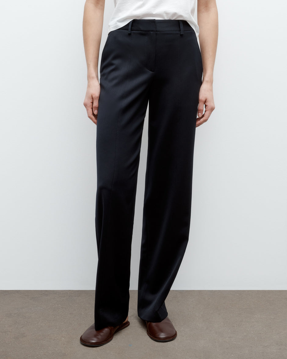 TWP Midnight Elizabeth St. Pant in Satin Faced Wool Suiting view 1