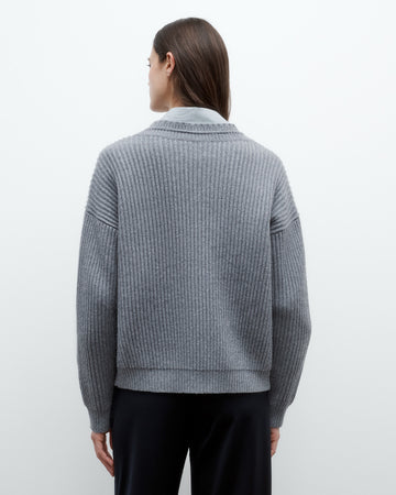TWP Medium heather grey Cardi in Italian Cashmere view 5
