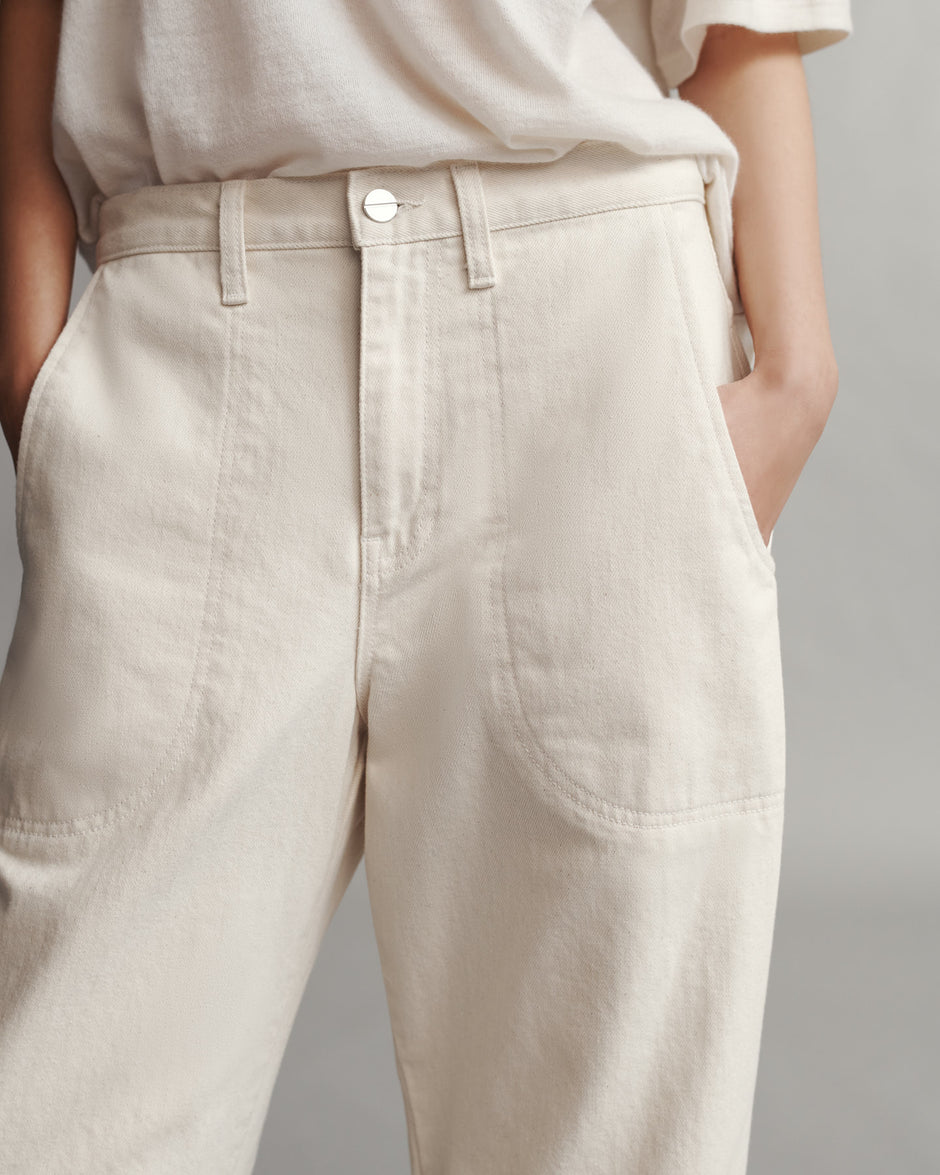 TWP Natural Jetties Beach Pant in Natural Denim view 4