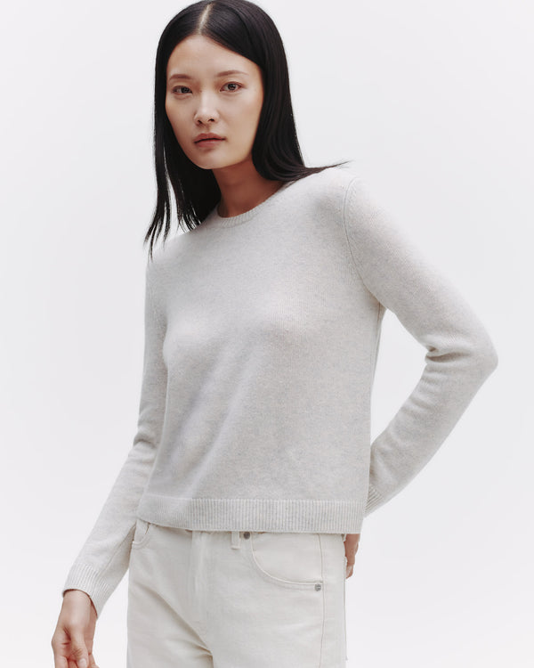 TWP White heather grey Jill Crewneck Sweater in cashmere view 1