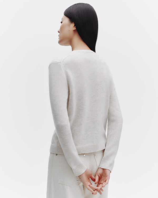TWP White heather grey Jill Crewneck Sweater in cashmere view 4