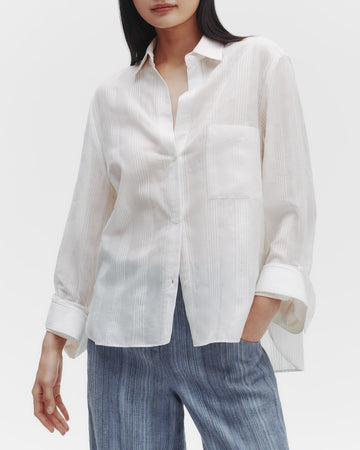 TWP Ivory The Next Morning Shirt in Raised Cotton Stripe view 1