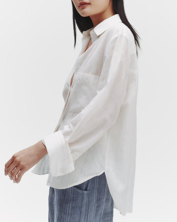 TWP Ivory The Next Morning Shirt in Raised Cotton Stripe view 1