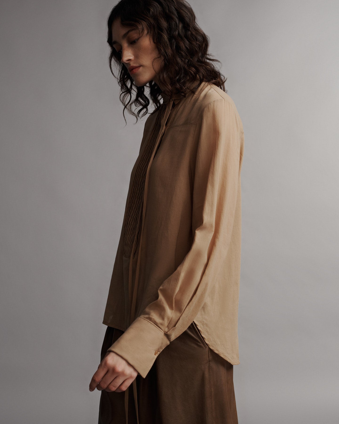 TWP Bronzed Gabriel Shirt in Cotton Voile view 3