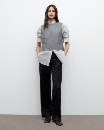 TWP Medium heather grey Cropped Muscle Tank in Chintzed Wool view 1