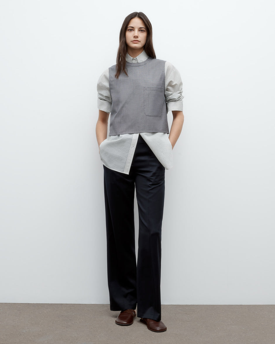 TWP Medium heather grey Cropped Muscle Tank in Chintzed Wool view 1