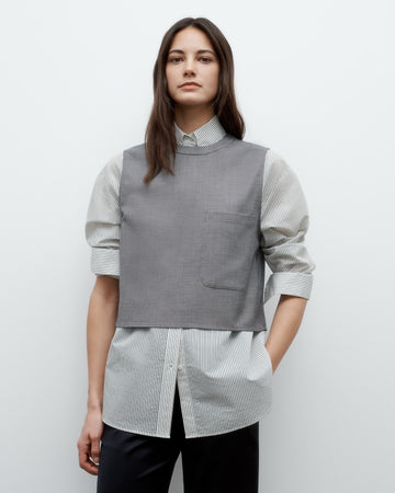 TWP Medium heather grey Cropped Muscle Tank in Chintzed Wool view 2