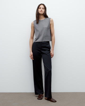 TWP Medium heather grey Cropped Muscle Tank in Chintzed Wool view 4