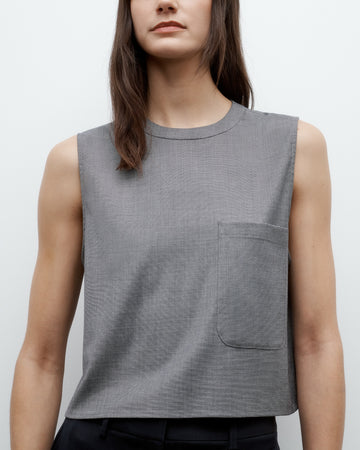 TWP Medium heather grey Cropped Muscle Tank in Chintzed Wool view 5
