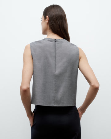 TWP Medium heather grey Cropped Muscle Tank in Chintzed Wool view 4