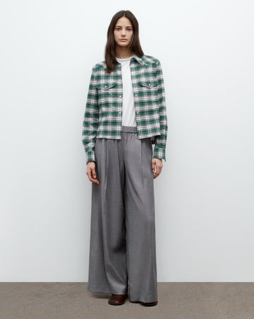 TWP Green multi New Carter Shirt in Oxford Plaid view 3
