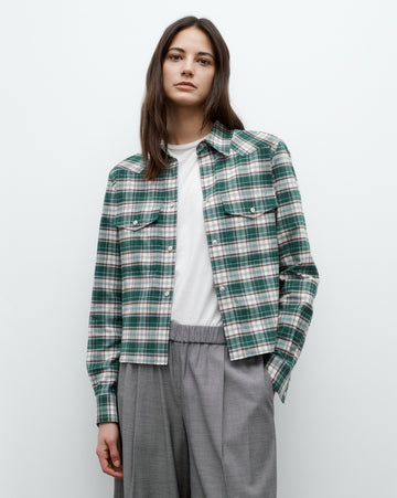 TWP Green multi New Carter Shirt in Oxford Plaid view 2