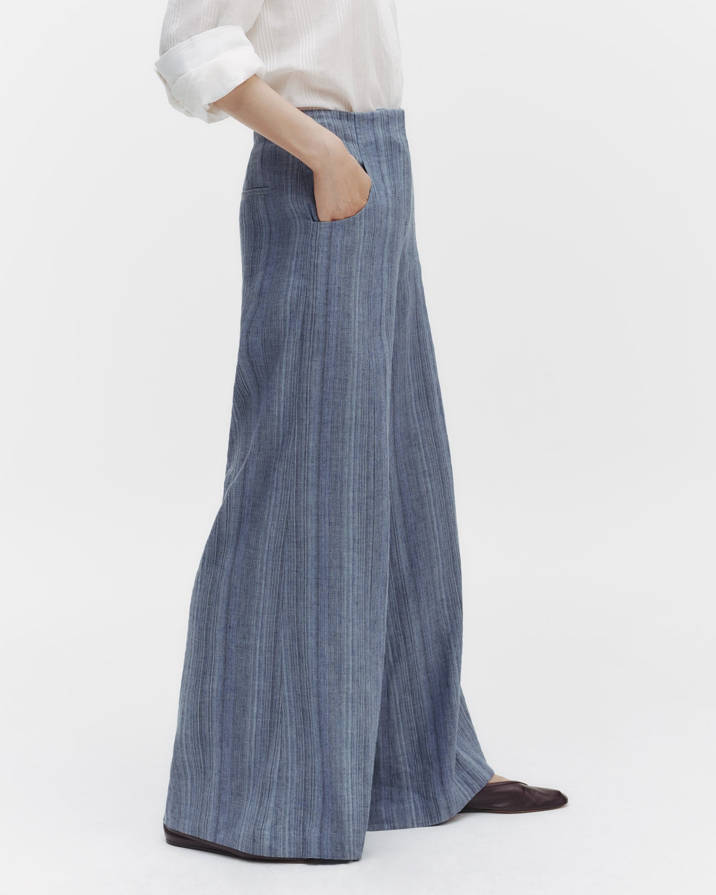 TWP Blue multi Demie Pant in Linen Gabardine view 1
