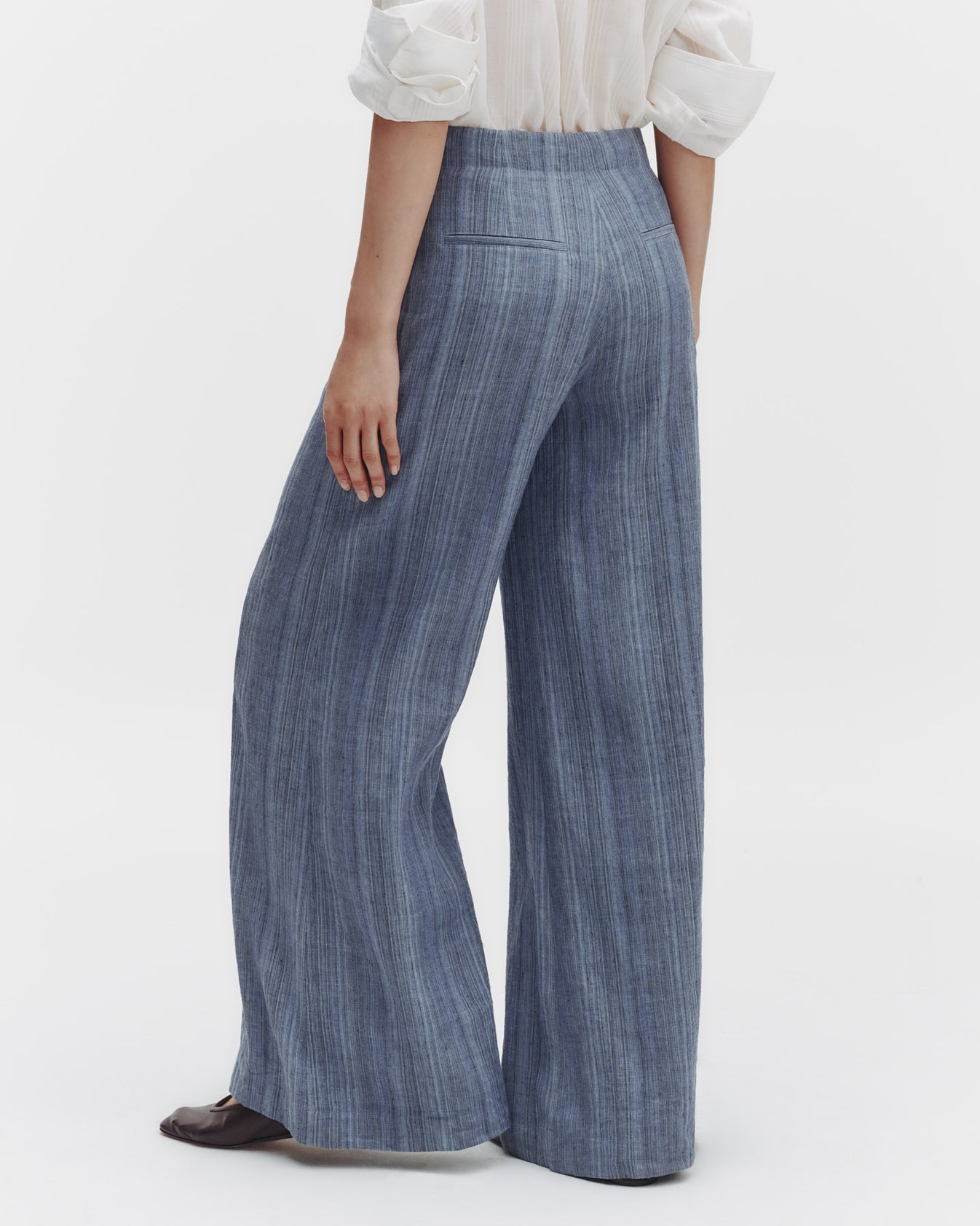 TWP Blue multi Demie Pant in Linen Gabardine view 3