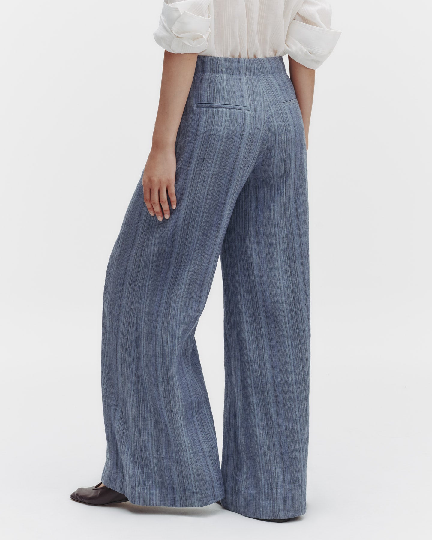 TWP Blue multi Demie Pant in Linen Gabardine view 3