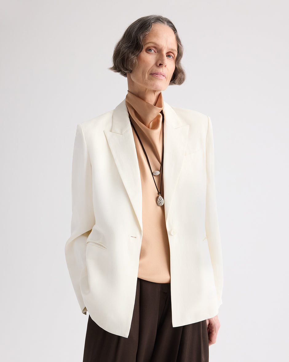 TWP Bone Boy Blazer in Coated Viscose Linen view 1
