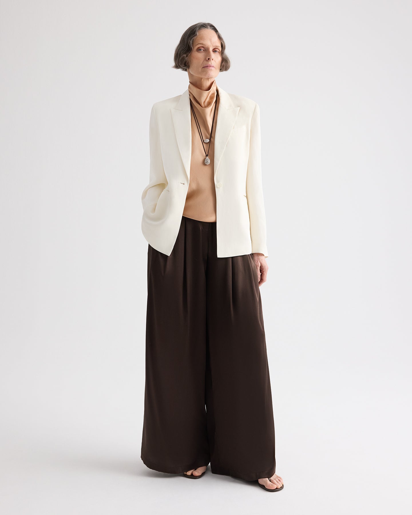 TWP Bone Boy Blazer in Coated Viscose Linen view 3
