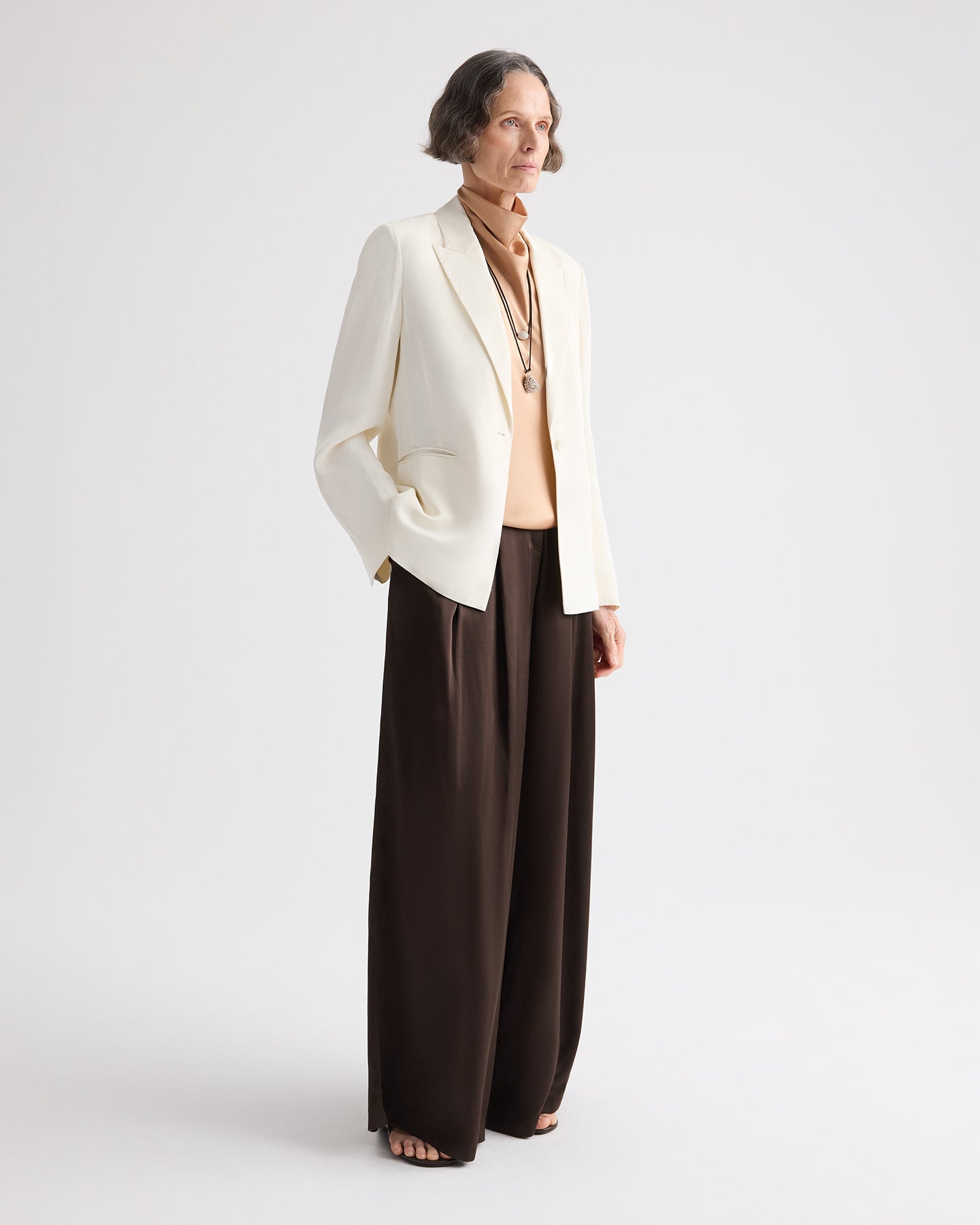 TWP Bone Boy Blazer in Coated Viscose Linen view 4