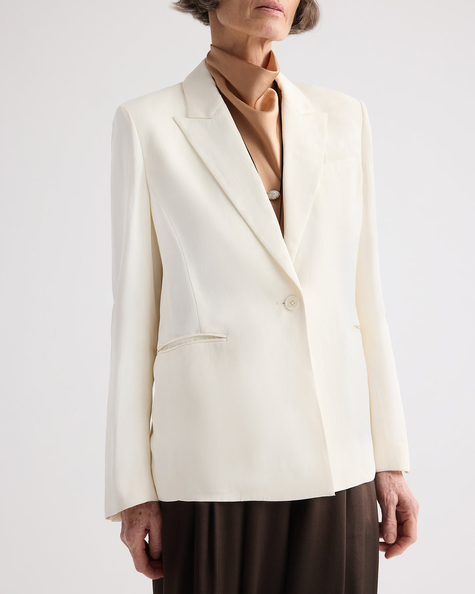 TWP Bone Boy Blazer in Coated Viscose Linen view 2