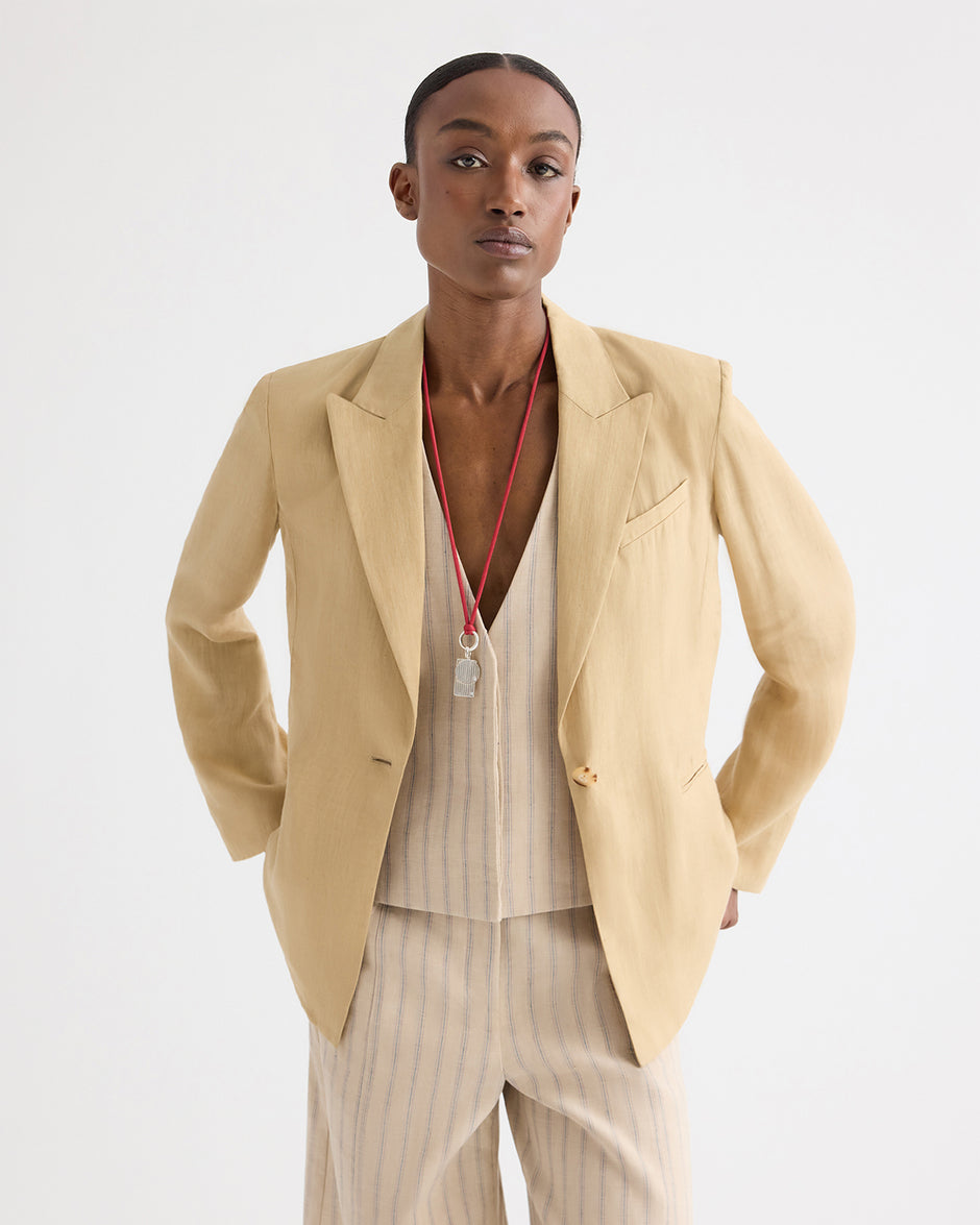 TWP Candied ginger Boy Blazer in Fluid Linen view 1