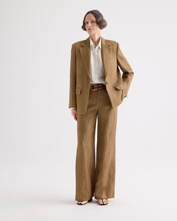 TWP Kelp Jillian Blazer in Novel Herringbone Linen view 3