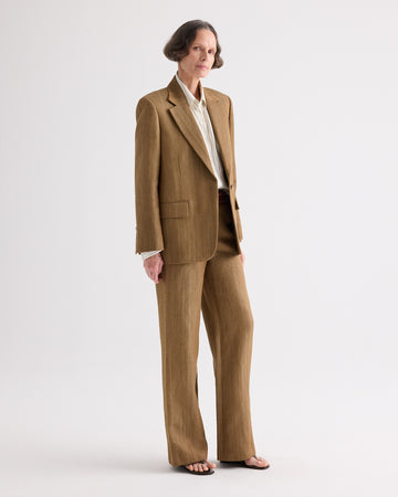 TWP Kelp Jillian Blazer in Novel Herringbone Linen view 4