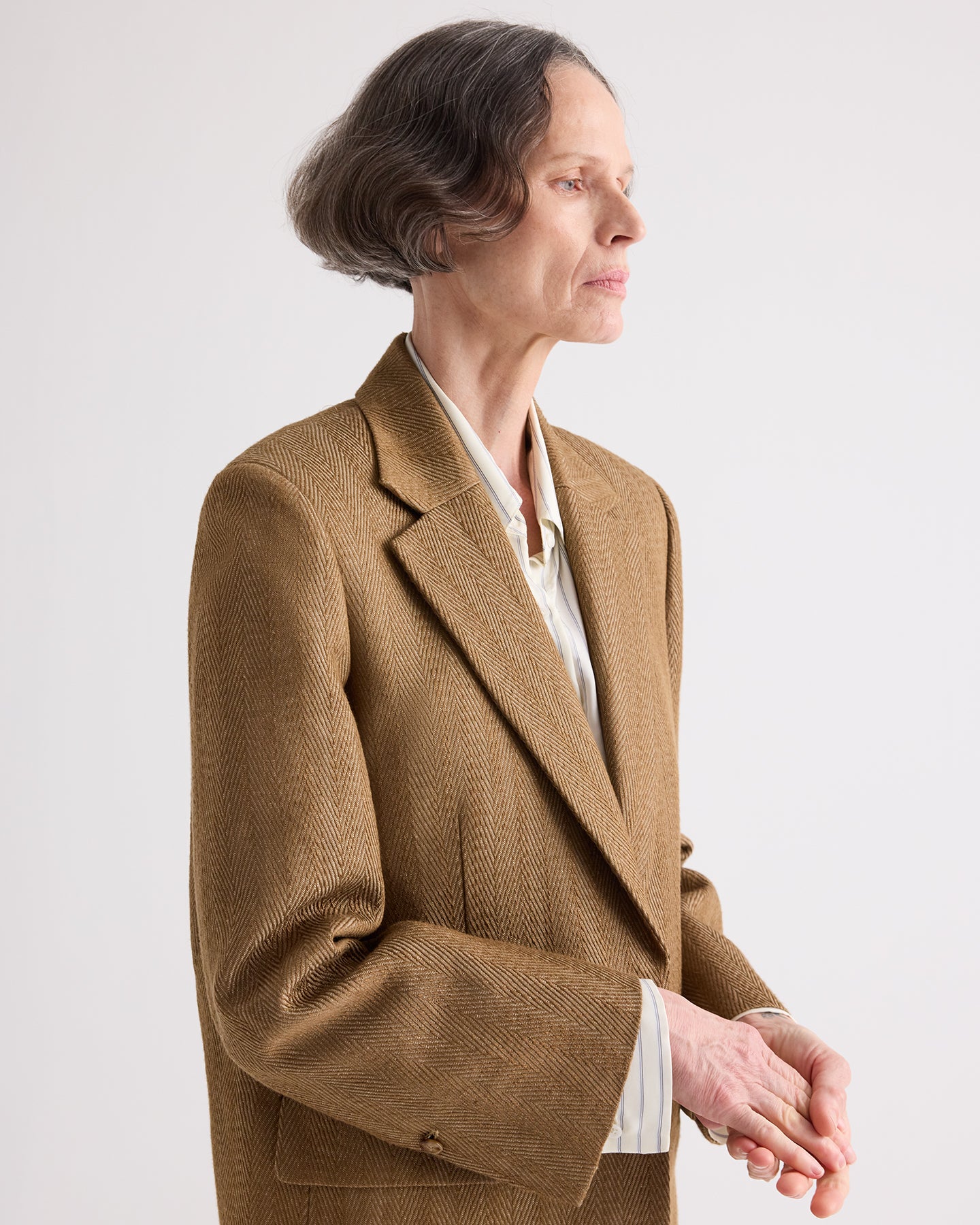 TWP Kelp Jillian Blazer in Novel Herringbone Linen view 2