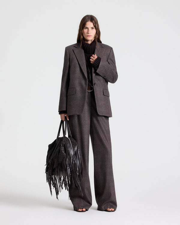 TWP Chocolate multi Jillian Blazer in Wool Flannel view 5
