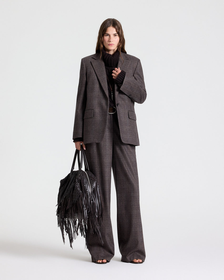 TWP Chocolate multi Jillian Blazer in Wool Flannel view 5
