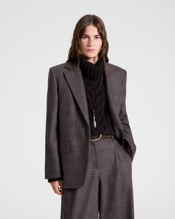 TWP Chocolate multi Jillian Blazer in Wool Flannel view 1