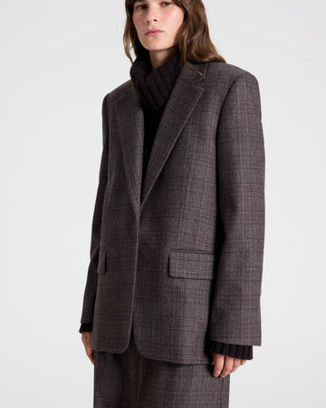 TWP Chocolate multi Jillian Blazer in Wool Flannel view 2
