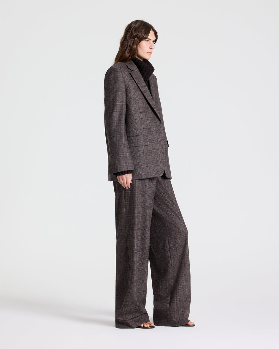 TWP Chocolate multi Jillian Blazer in Wool Flannel view 3