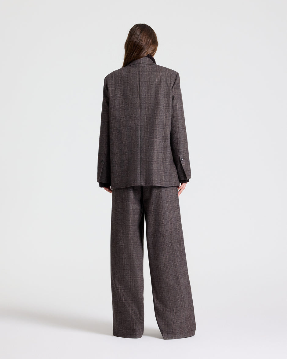 TWP Chocolate multi Jillian Blazer in Wool Flannel view 4
