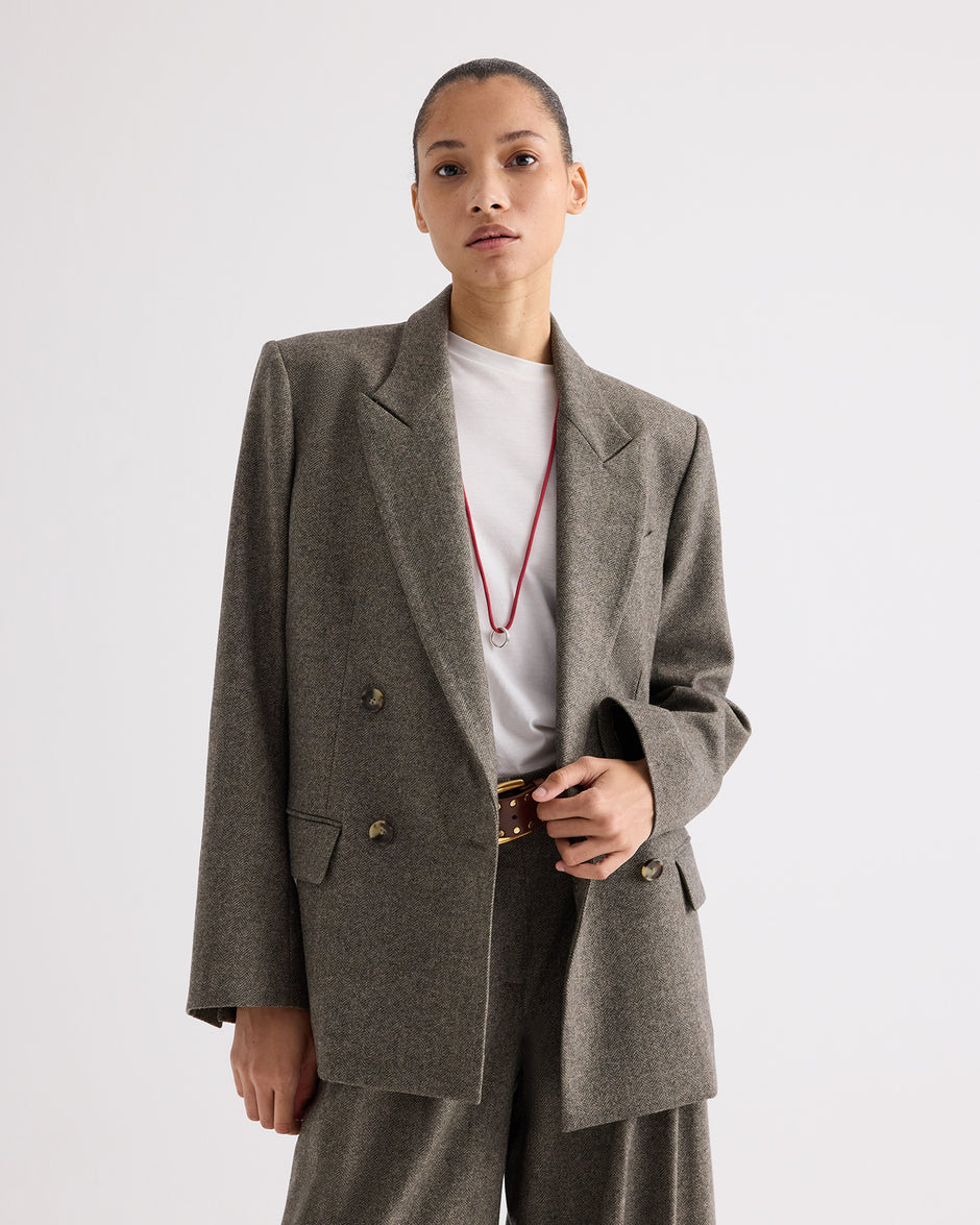 TWP Tea multi Harper Blazer in Fancy Wool Flannel view 1