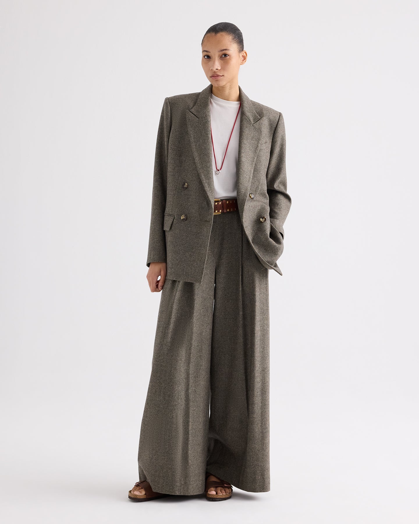 TWP Tea multi Harper Blazer in Fancy Wool Flannel view 2