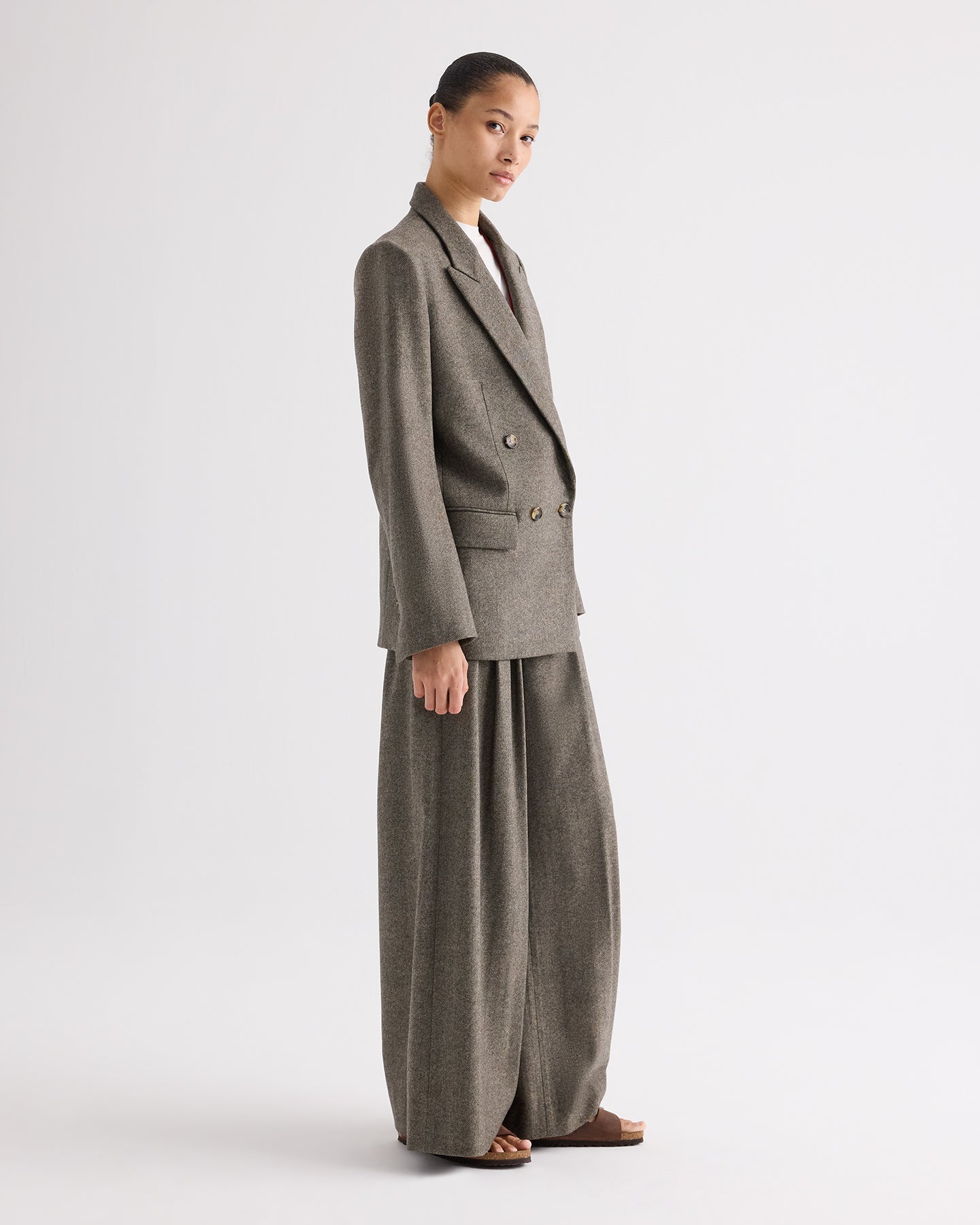 TWP Tea multi Harper Blazer in Fancy Wool Flannel view 4
