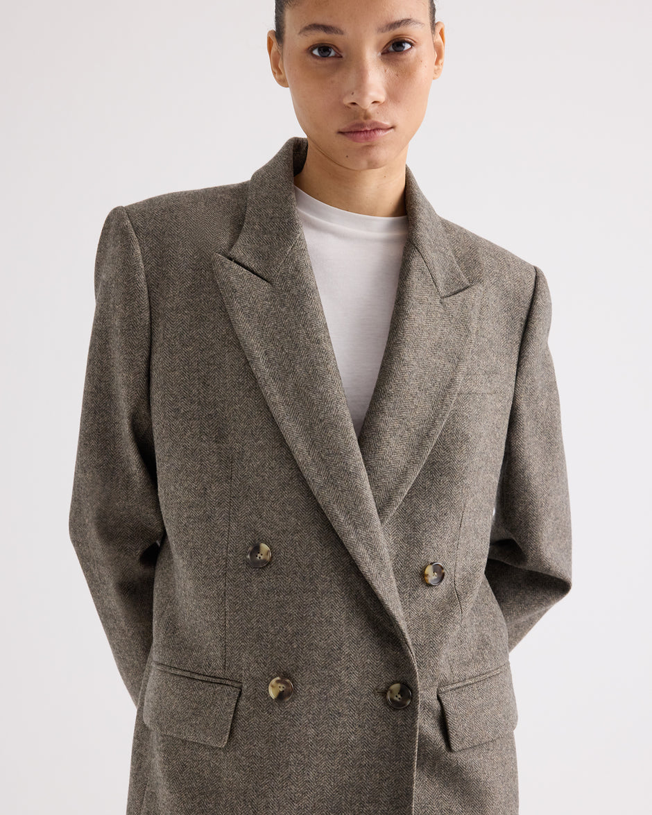 TWP Tea multi Harper Blazer in Fancy Wool Flannel view 3