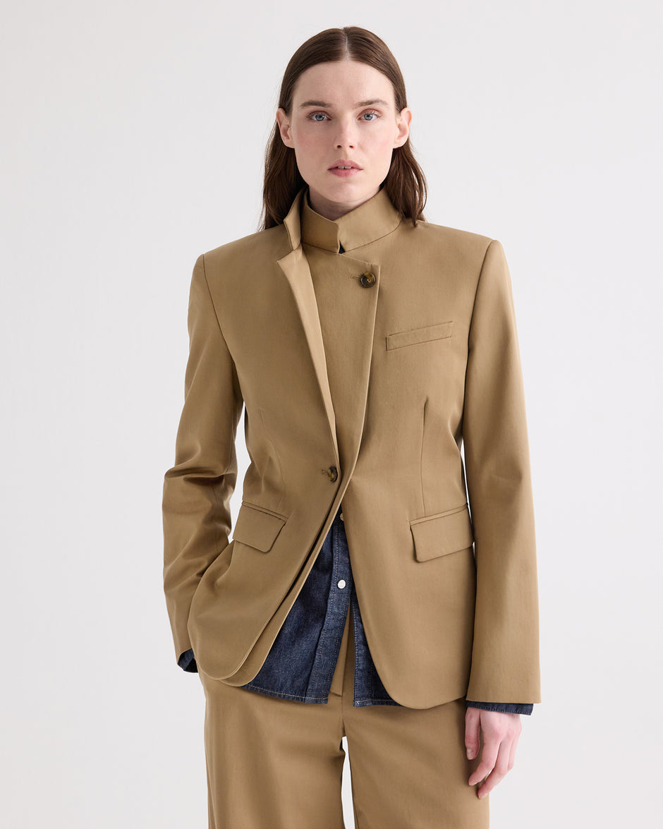 TWP British khaki The Double Take Blazer in Trench Chino Twill view 1