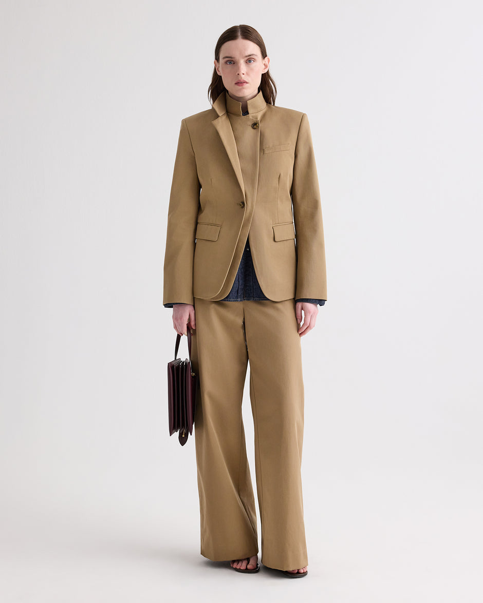 TWP British khaki The Double Take Blazer in Trench Chino Twill view 2