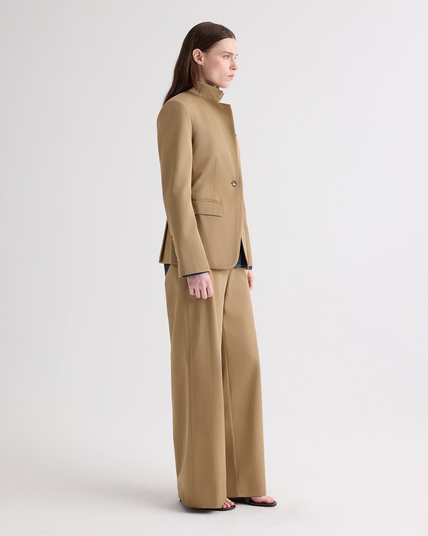 TWP British khaki The Double Take Blazer in Trench Chino Twill view 4