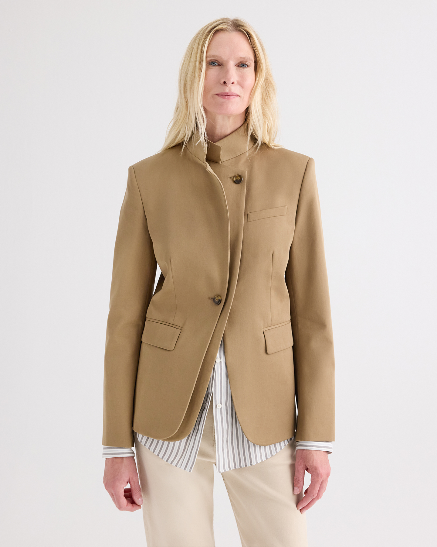 TWP British khaki The Double Take Blazer in Trench Chino Twill view 1