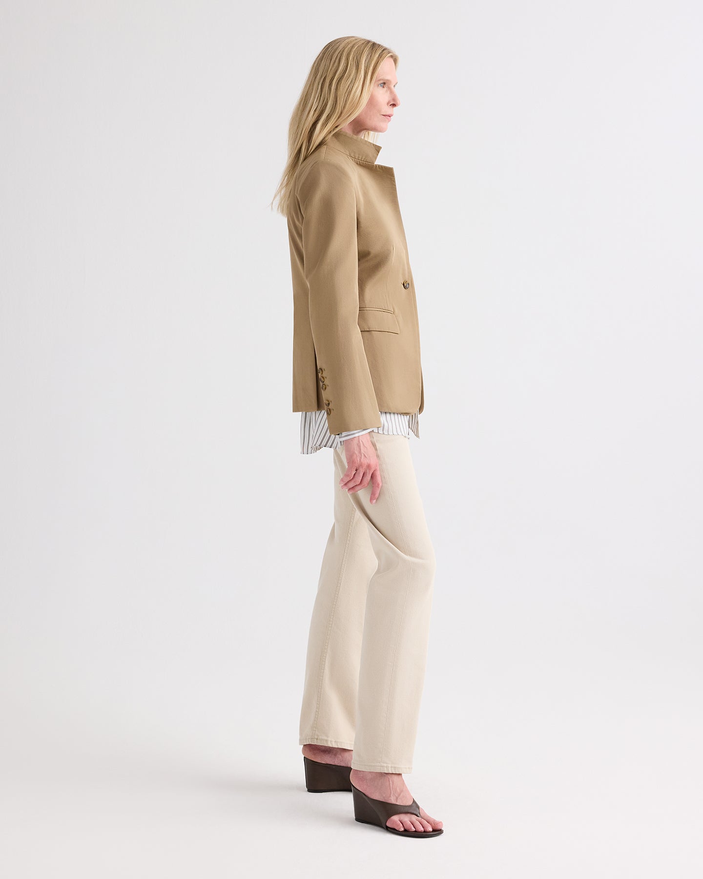 TWP British khaki The Double Take Blazer in Trench Chino Twill view 4
