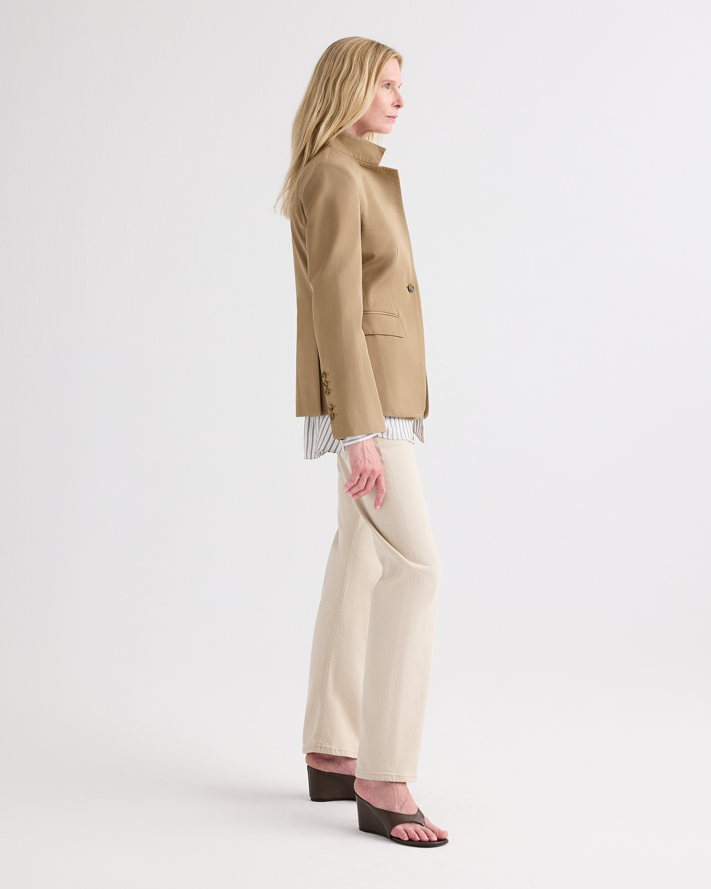 TWP British khaki The Double Take Blazer in Trench Chino Twill view 3