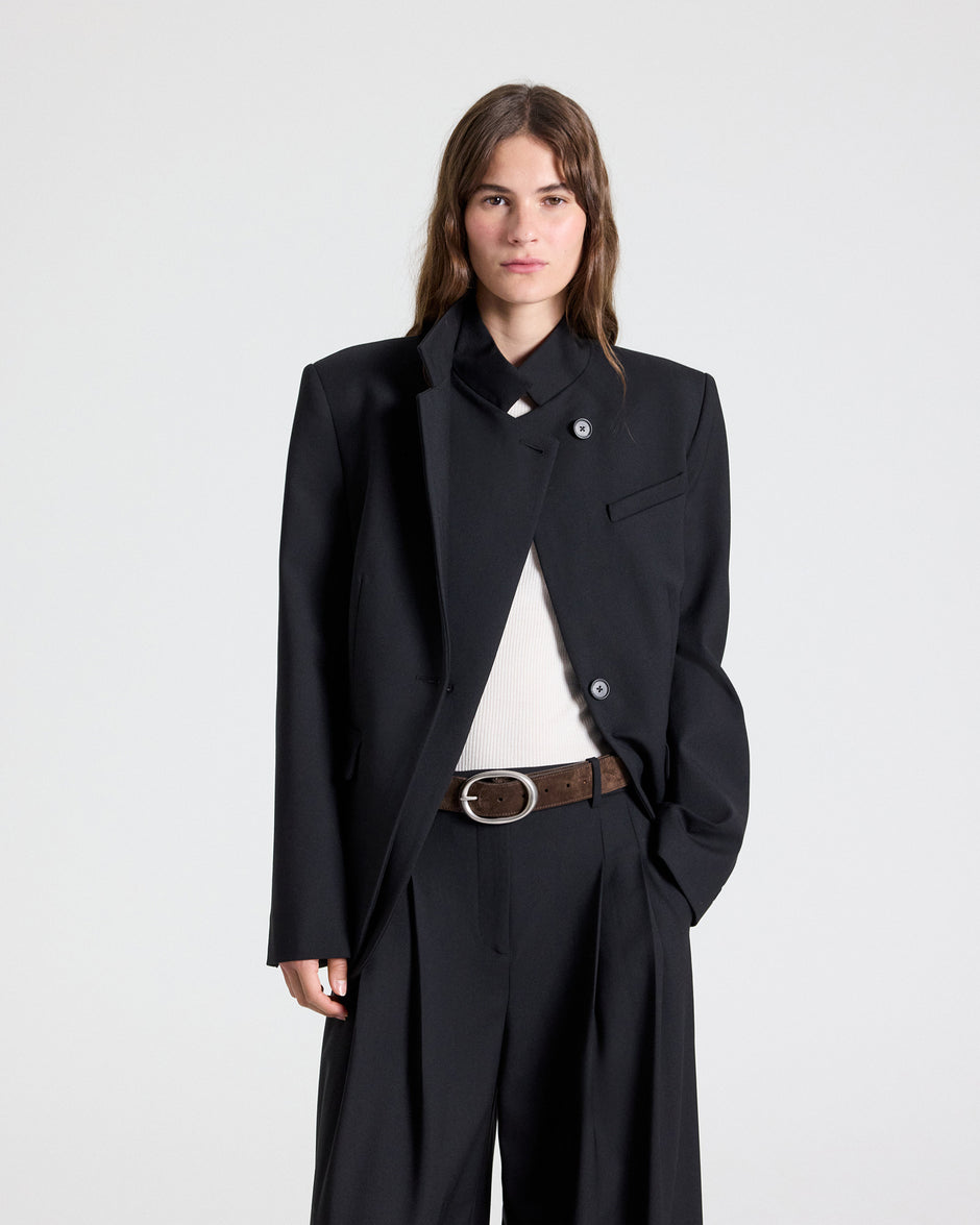 TWP Black The Double Take Blazer in Soft Finish Stretch Wool view 2