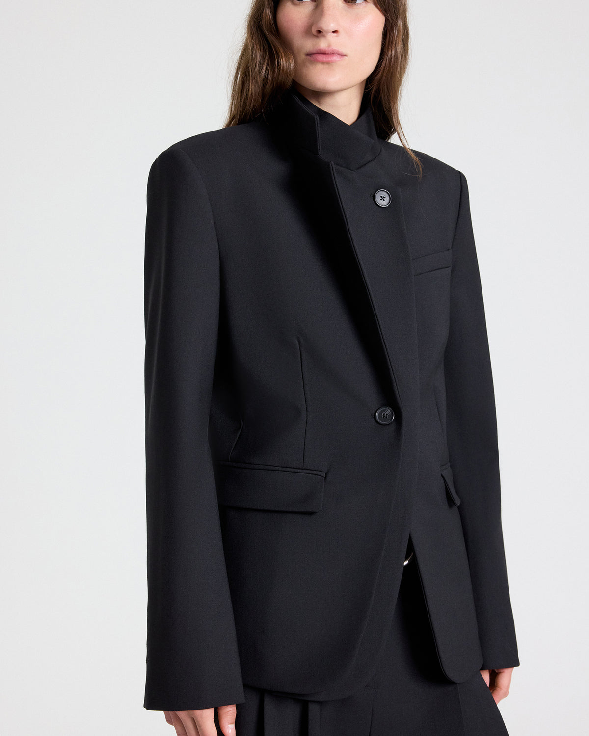 TWP Black The Double Take Blazer in Soft Finish Stretch Wool view 3