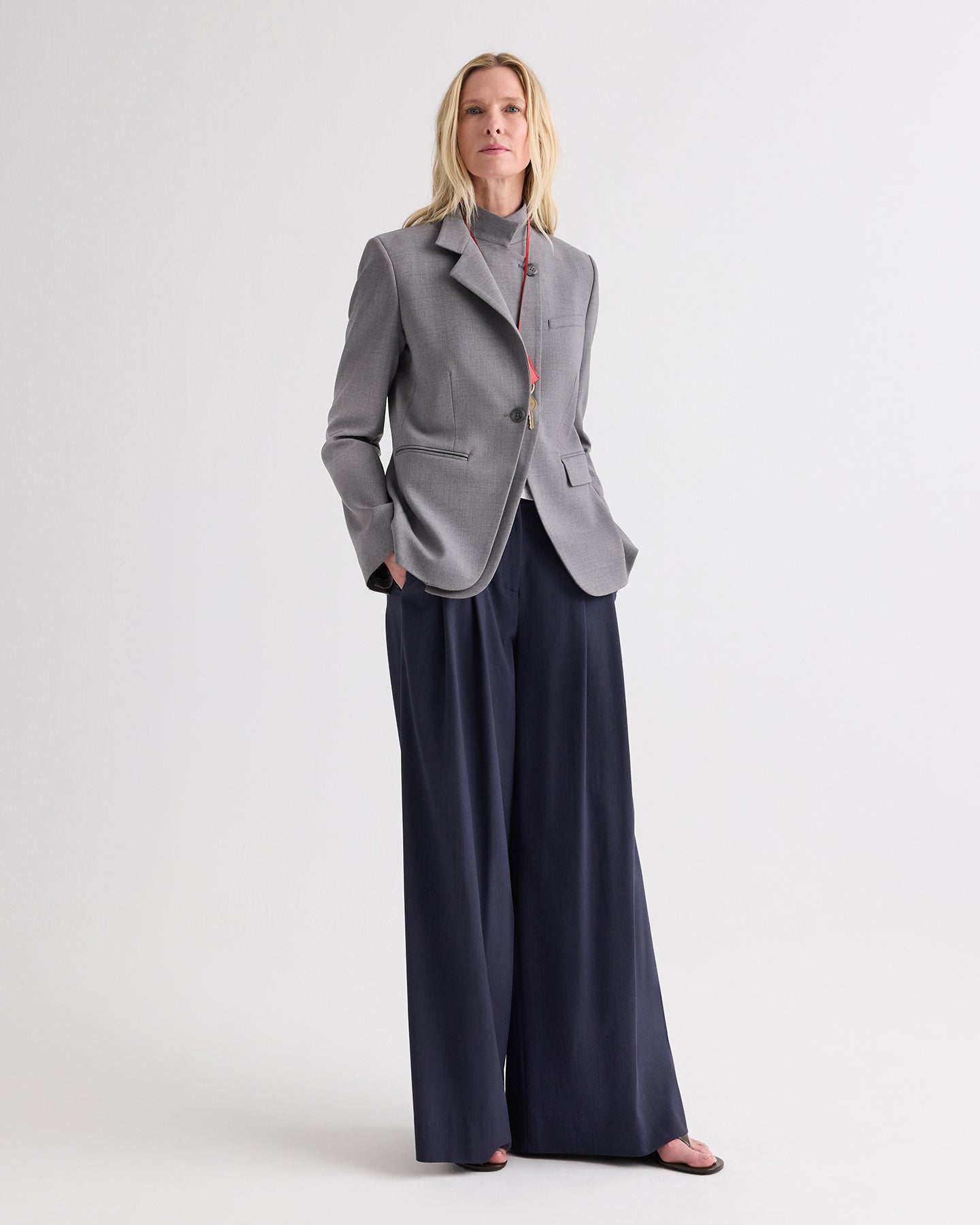 TWP Medium heather grey The Double Take Blazer in Soft Finish Stretch Wool view 3